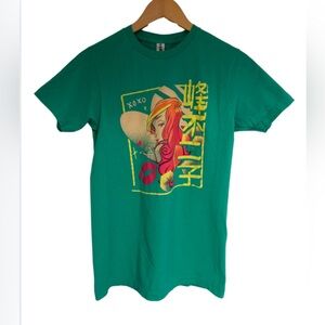 F. Green Graphic T-Shirt with Colorful Print size S